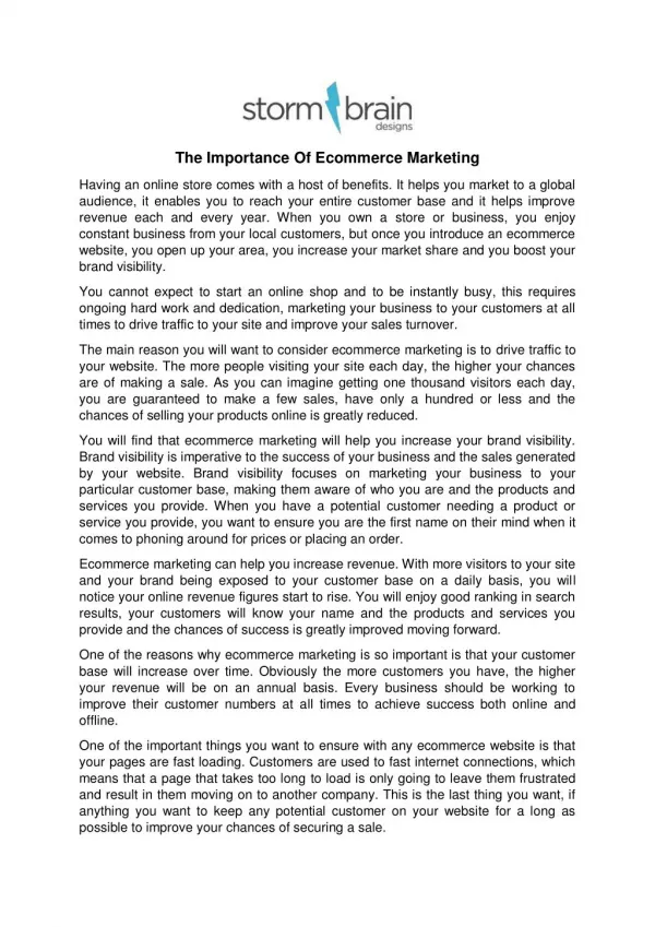The Importance Of Ecommerce Marketing