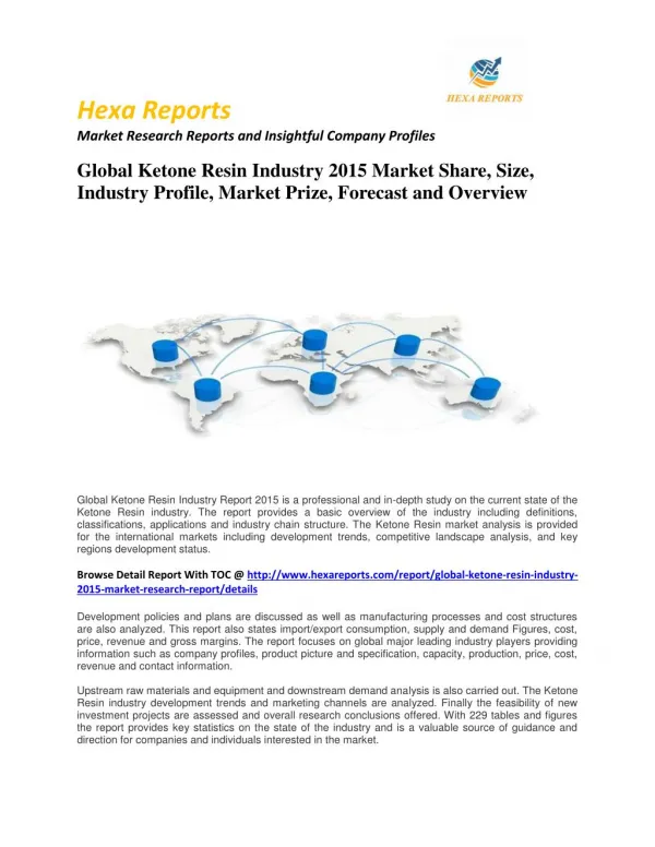 Ketone Resin Industry 2015 Market Size, Share, trends and Forecast 2014 – 2020