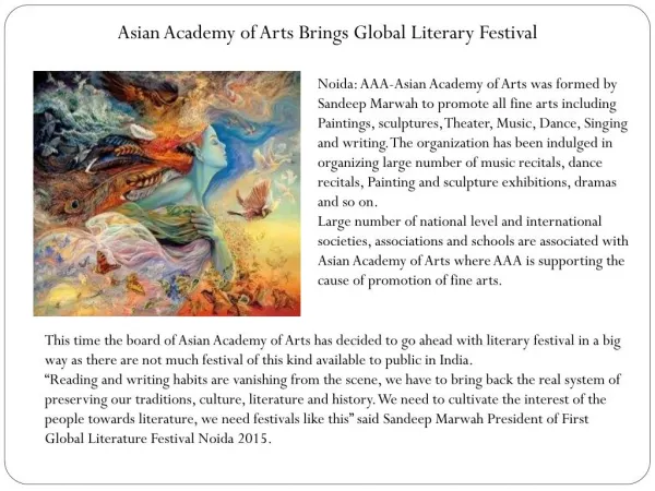 Asian Academy of Arts Brings Global Literary Festival