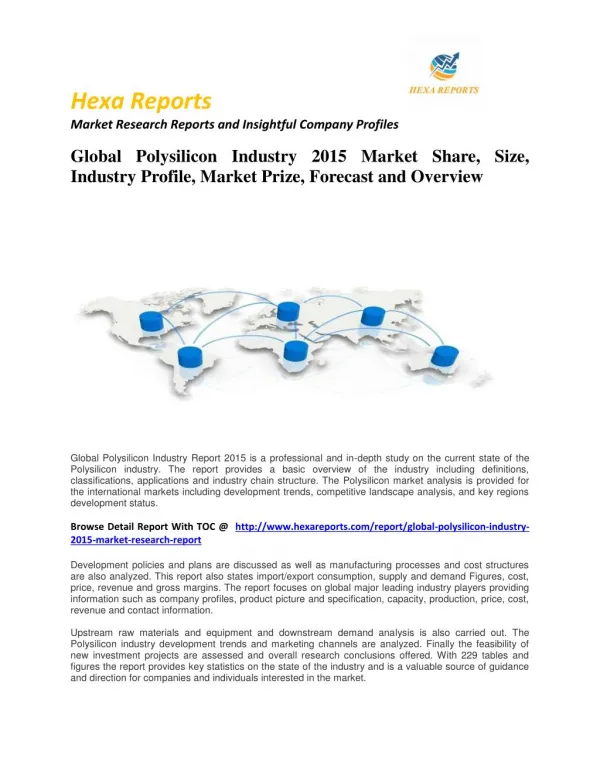 Polysilicon Industry 2015 Market Size, Share, trends and Forecast 2014 – 2020