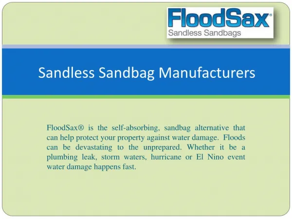 Sandless Sandbag Manufacturers
