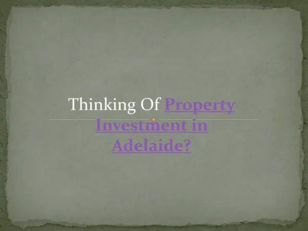 Property Investment Adelaide