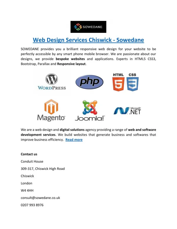 Web Design Services Chiswick - Sowedane