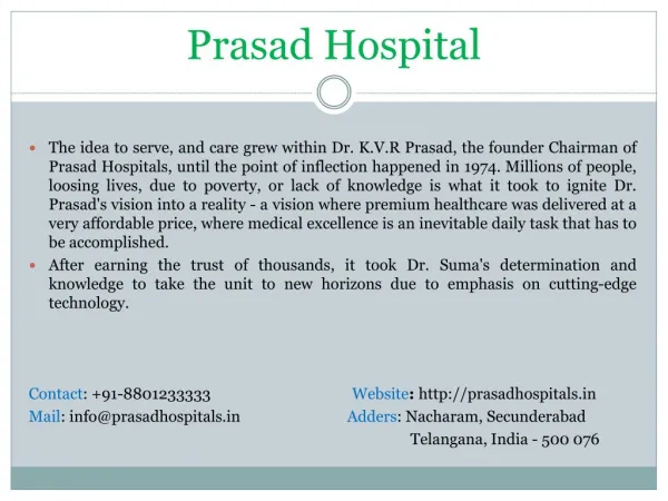 Prasad Hospitals - Best Hospital in Nacharam,Habsiguda,Tarnaka,ECIL,Malkajgiri | Best IVF,Infertility & Surrogacy in Sec