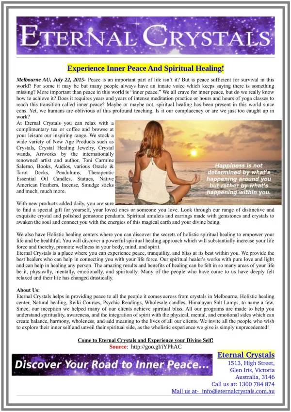 Experience Inner Peace And Spiritual Healing!