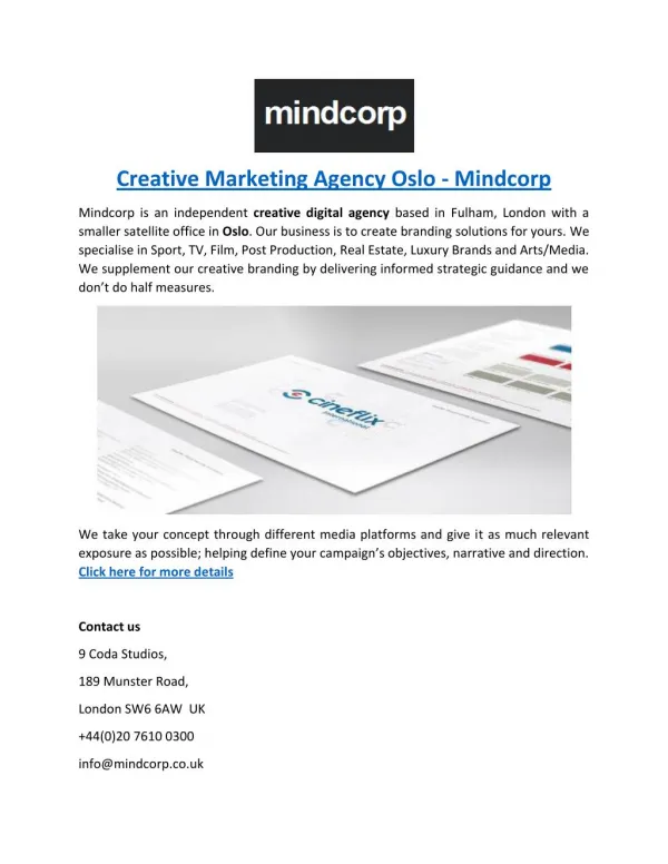 Creative Marketing Agency Oslo - Mindcorp