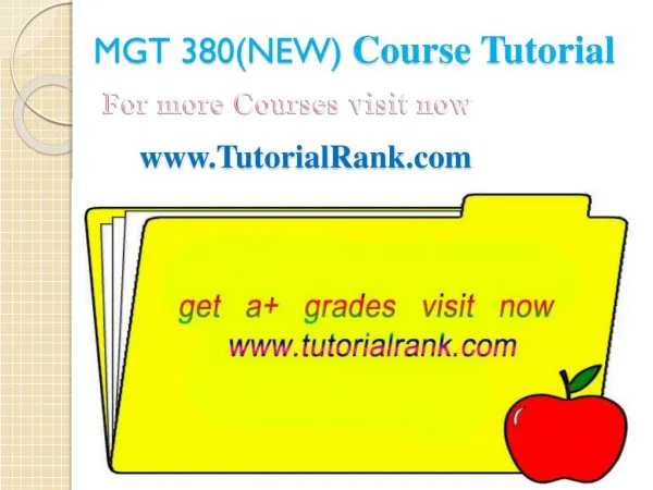 MGT 380(NEW) UOP Courses /TutorialRank