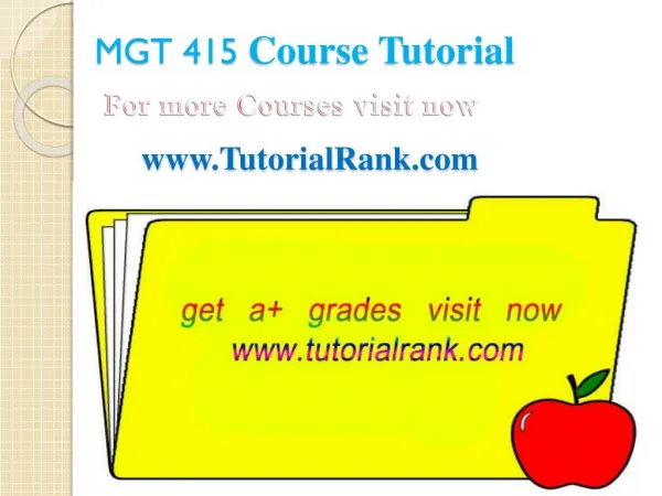 MGT 415 ASH Courses /TutorialRank