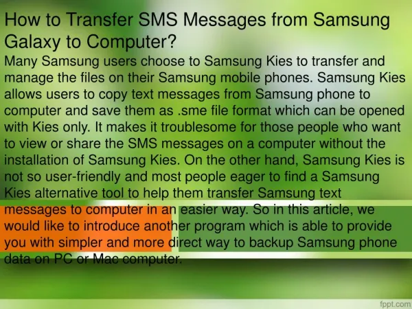 How to Transfer SMS Messages from Samsung Galaxy to Computer?