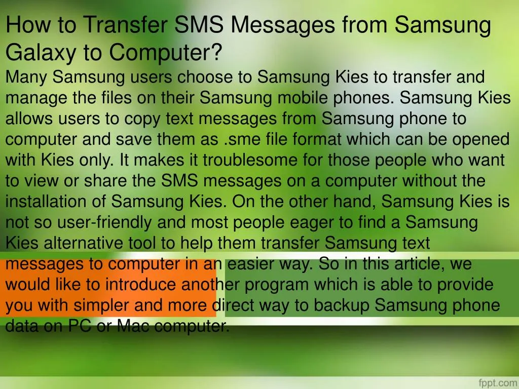 how to transfer sms messages from samsung galaxy to computer