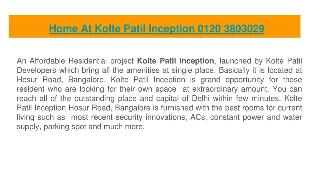 home at kolte patil inception 0120 3803029