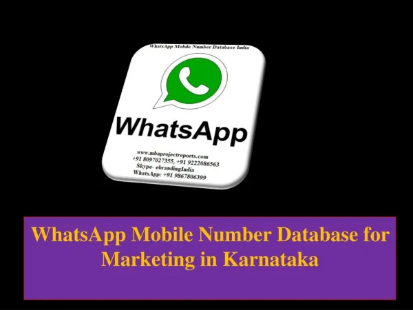 WhatsApp Mobile Number Database for Marketing in Karnataka