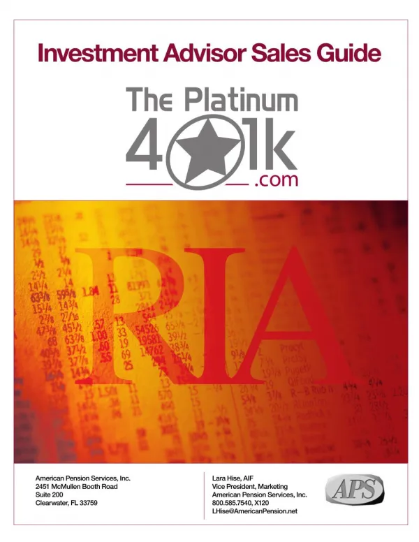 The Platinum 401k Advisor Sales Guide