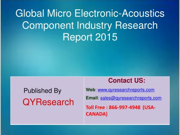 Global Micro Electronic-Acoustics Component Industry 2015 Market Forecasts, Analysis, Applications, Research, Trends, De