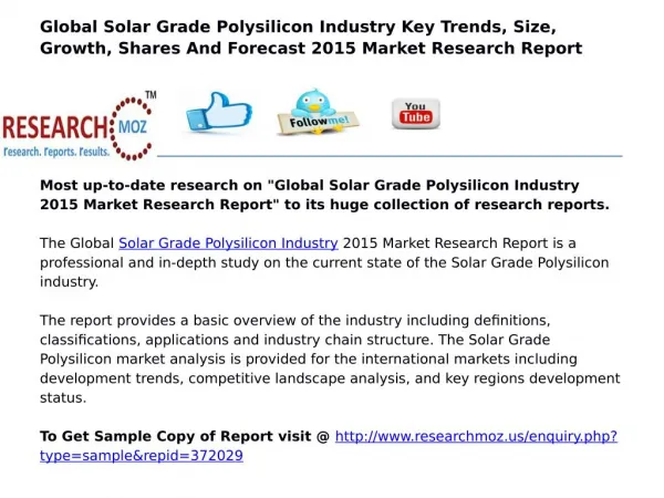 Global Solar Grade Polysilicon Industry 2015 Market Research Report