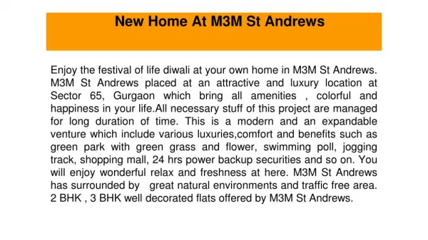 New home at m3m st andrews