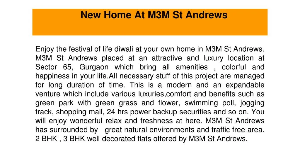 new home at m3m st andrews