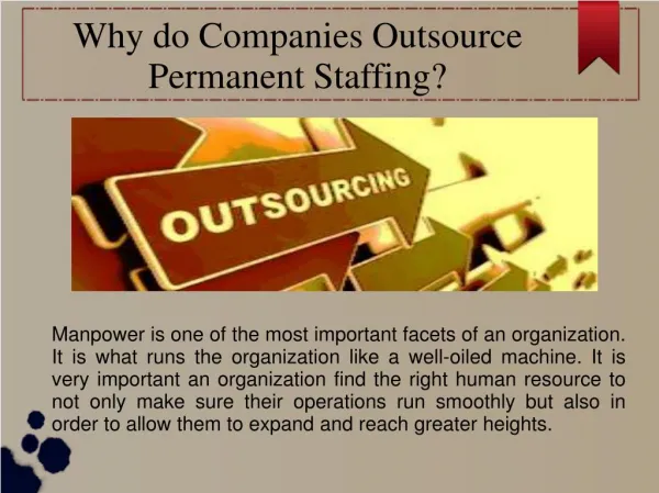 Why do Companies Outsource Permanent Staffing?