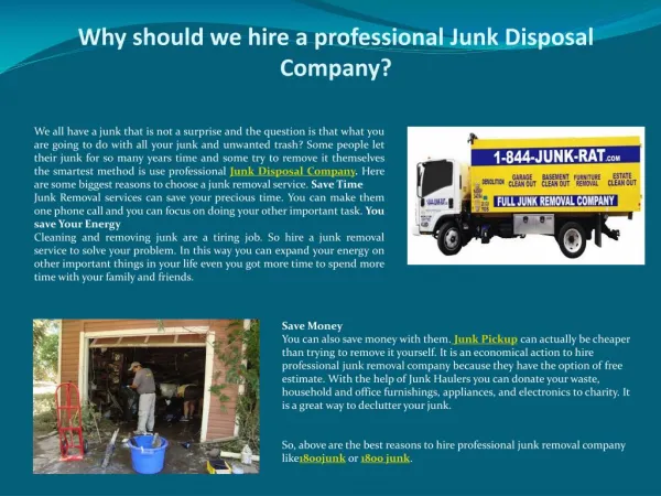 Why should we hire a professional Junk Disposal Company?