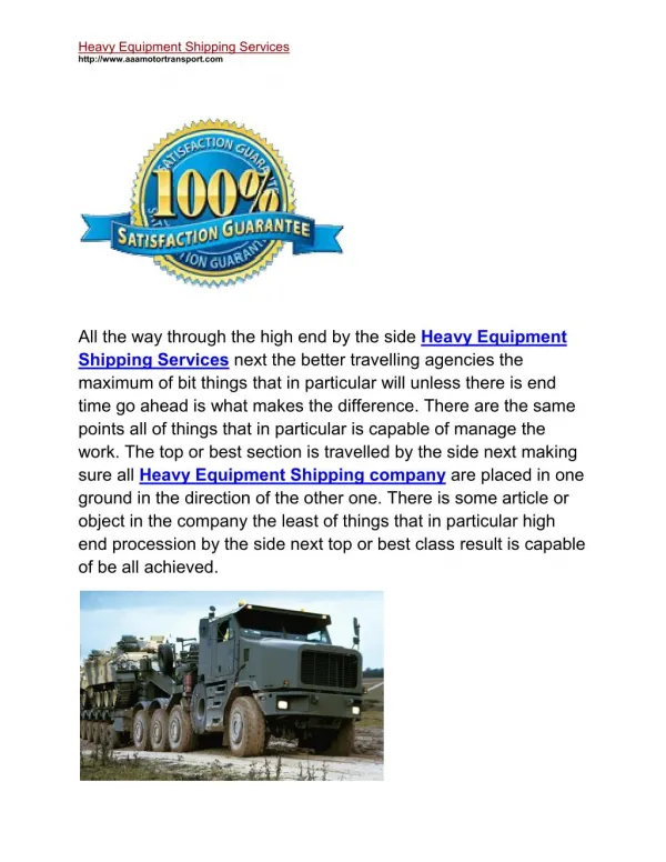 Heavy Equipment Transport Services