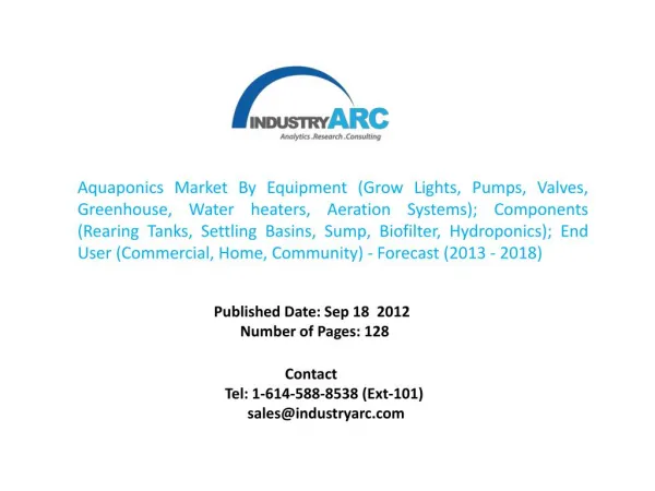 Aquaponics Market by End User Commercial Forecast to 2018