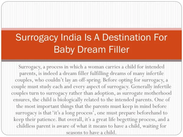 Surrogacy India Is A Destination For Baby Dream Filler
