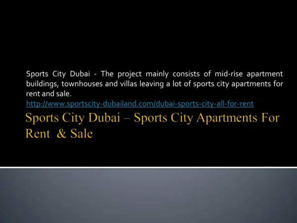 Sports City Dubai - Sports City Apartments for Rent