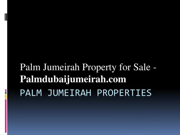 Palm Jumeirah Property for Sale