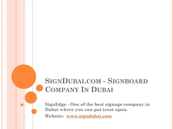 SignEdge - the Signboard Company in Dubai
