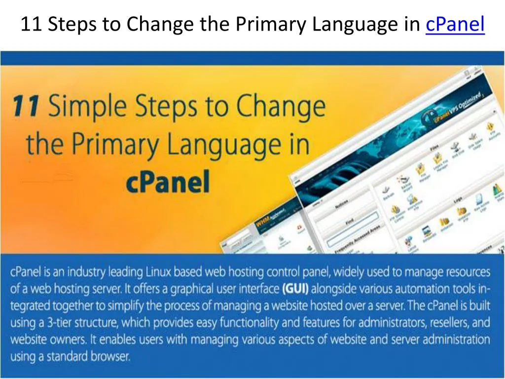 11 steps to change the primary language in cpanel
