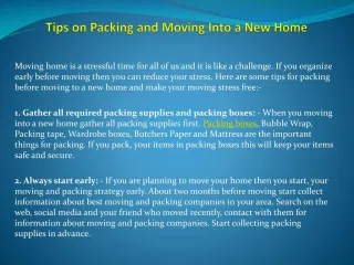 Tips on Packing and Moving Into a New Home