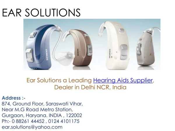 Hearing aid supplier Delhi EAR Solutions
