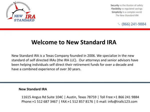 Self Directed IRA - New Standard IRA