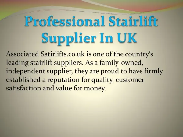 Professional Stairlift Supplier In UK