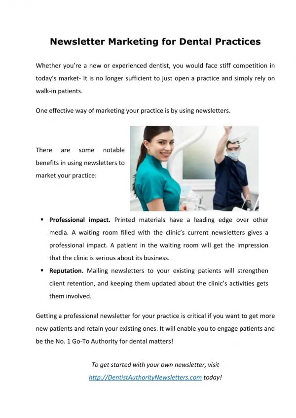 Newsletter Marketing for Dental Practices
