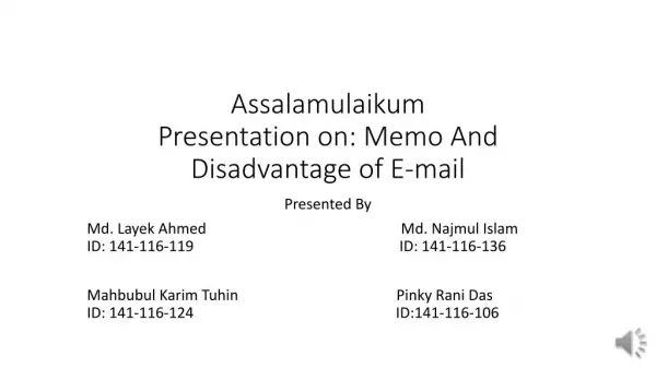 Memorandum And Disadvantage of E-mail