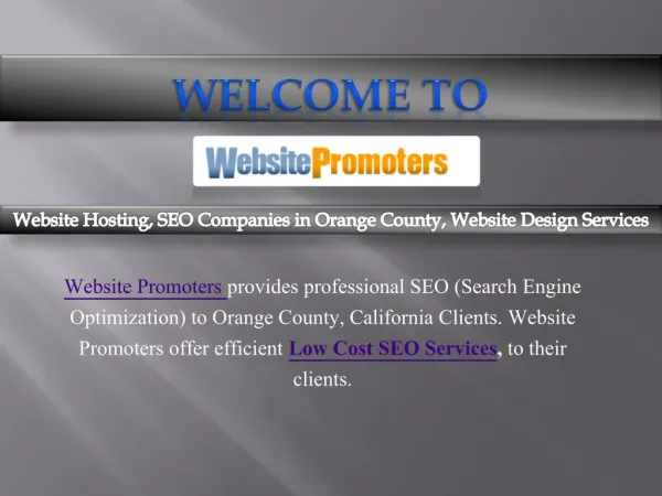 SEO Companies in Orange County - www.websitepromoters.com