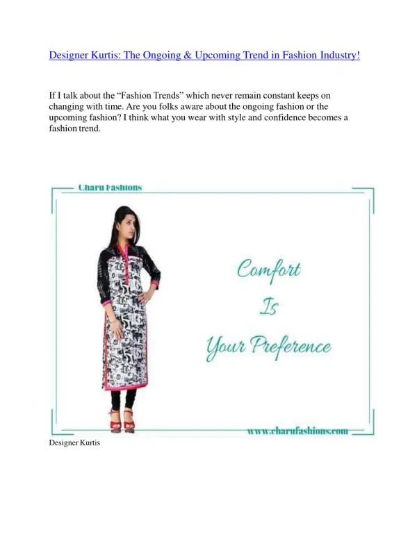 Designer Kurtis: The Ongoing & Upcoming Trend in Fashion Industry!