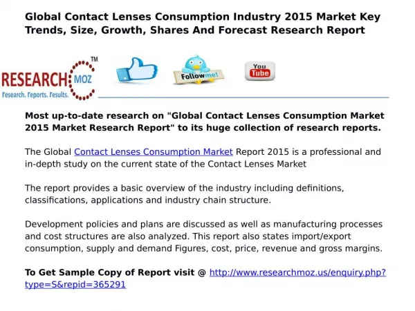 Global Contact Lenses Consumption Market 2015 Market Research Report