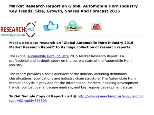 Global Automobile Horn Industry 2015 Market Research Report