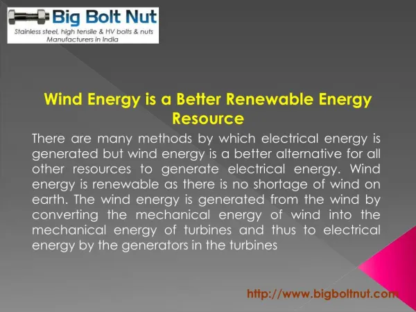 Wind Energy is a Better Renewable Energy Resource
