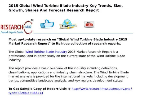 Global Wind Turbine Blade Industry 2015 Market Research Report