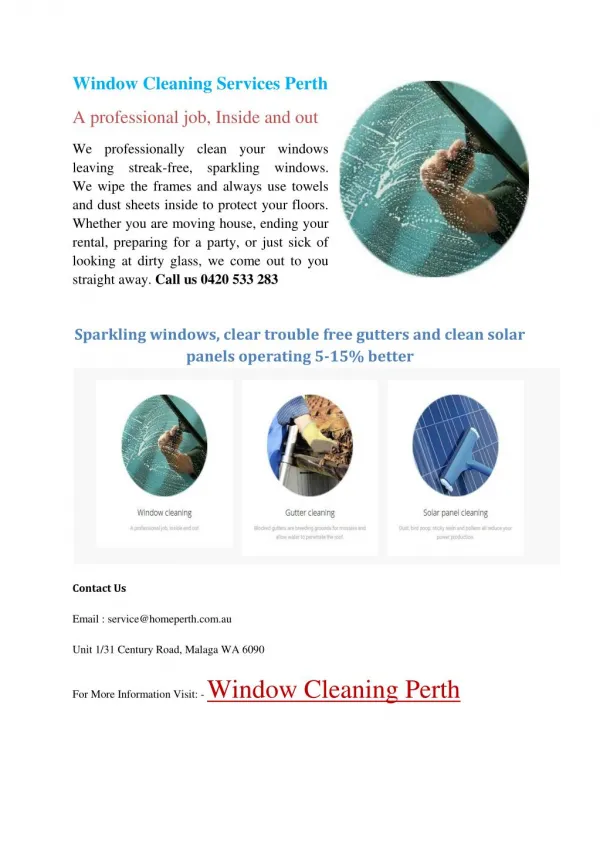 Window Cleaning Services Perth