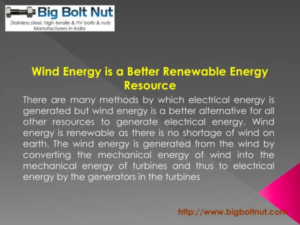 Wind Energy is a Better Renewable Energy Resource