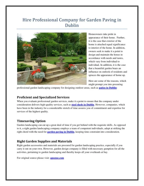 Hire Professional Company for Garden Paving in Dublin