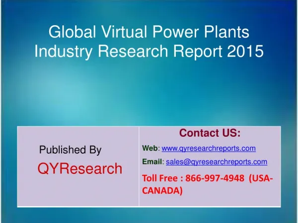 Global Virtual Power Plants Market 2015 Industry Shares, Forecasts, Analysis, Applications, Study, Trends, Development,