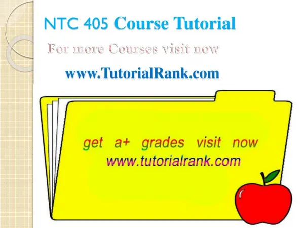 NTC 405 UOP Courses /TutorialRank