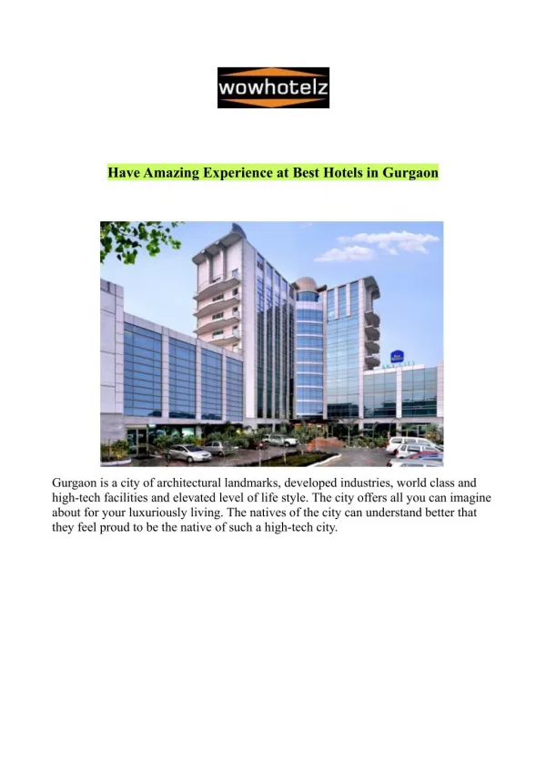 Best Hotels in Gurgaon