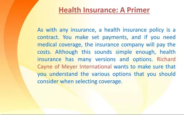 Health Insurance: A Primer
