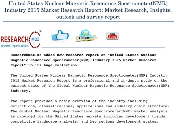 United States Nuclear Magnetic Resonance Spectrometer(NMR) Industry 2015